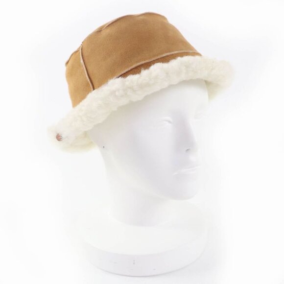 Loewe Accessories - Loewe Logo Leather Shearling Bucket Hat Brown 57